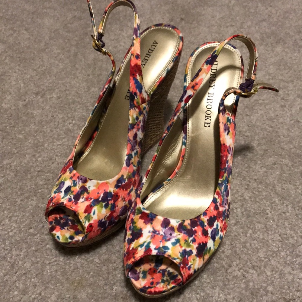 Audrey Brooke Floral Wedges
